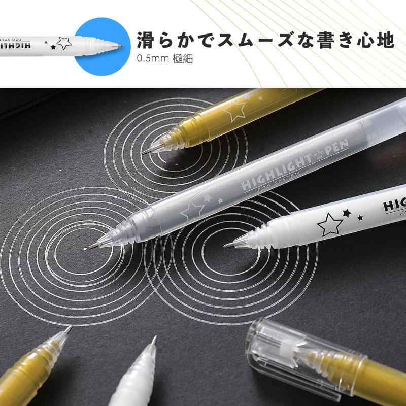 Elegirme ジェルボールペン 白金銀 0.5mm 極細 不透明調 ゴールドペン イラスト 手書きPOP ノート手帳手紙挨拶状 スケジュール帳アルバム スクラップブッキング 写真 黒い紙に書けるペン 耐水耐 root-house-10036400 RoothouseStore サンプル画像2