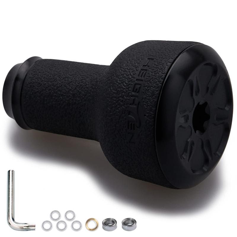HEIGHTEN 24mm リール ハンドル ノブ TPE製 10g シマノ ダイワ 通用 (Shimano Type A) (Daiwa Type S)用 TPE Series (ブラック) (423)