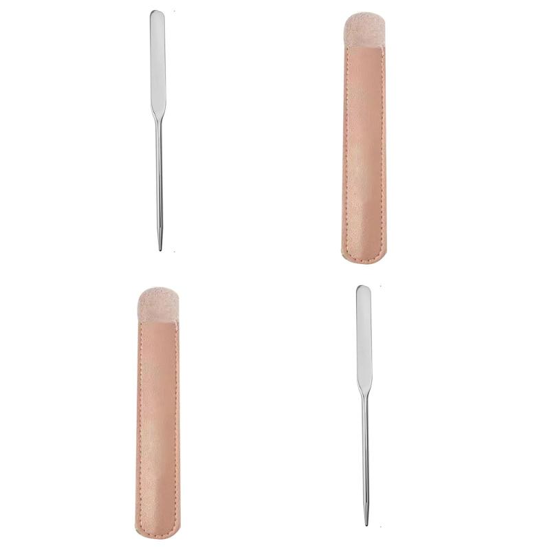 ステンレスメイクスパチュラ メイク & スキンケア両用 2 個入り＋ピースケース収納 2 個