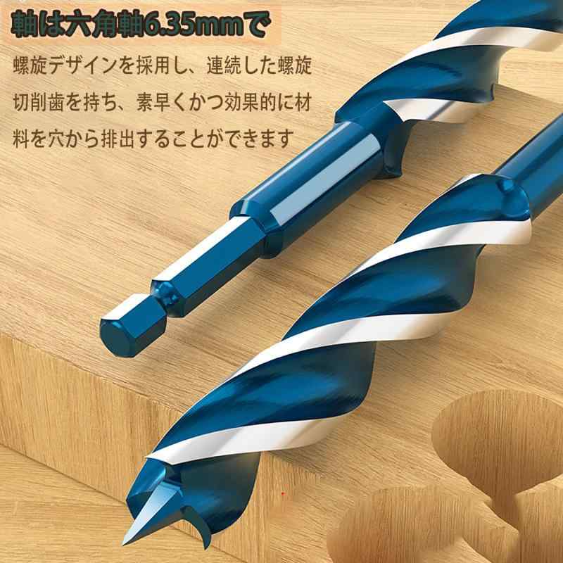 GOOMAND 木工ドリル 六角軸 ドリルビット 刃先径10mm 先三角木工用ドリルビット 高炭素鋼 木工用 穴あけ オーガードリルビット