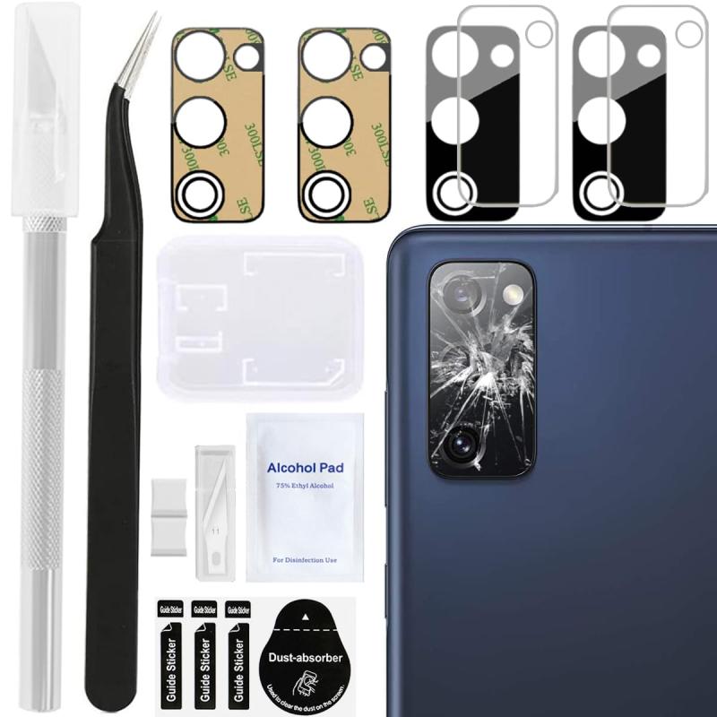 ZHUROUPU 2 Set Rear Back Camera Glass Lens Replacement for Galaxy S20 FE(only Fit S20 FE 6.5 Inch)(black), with Pre-Installed A