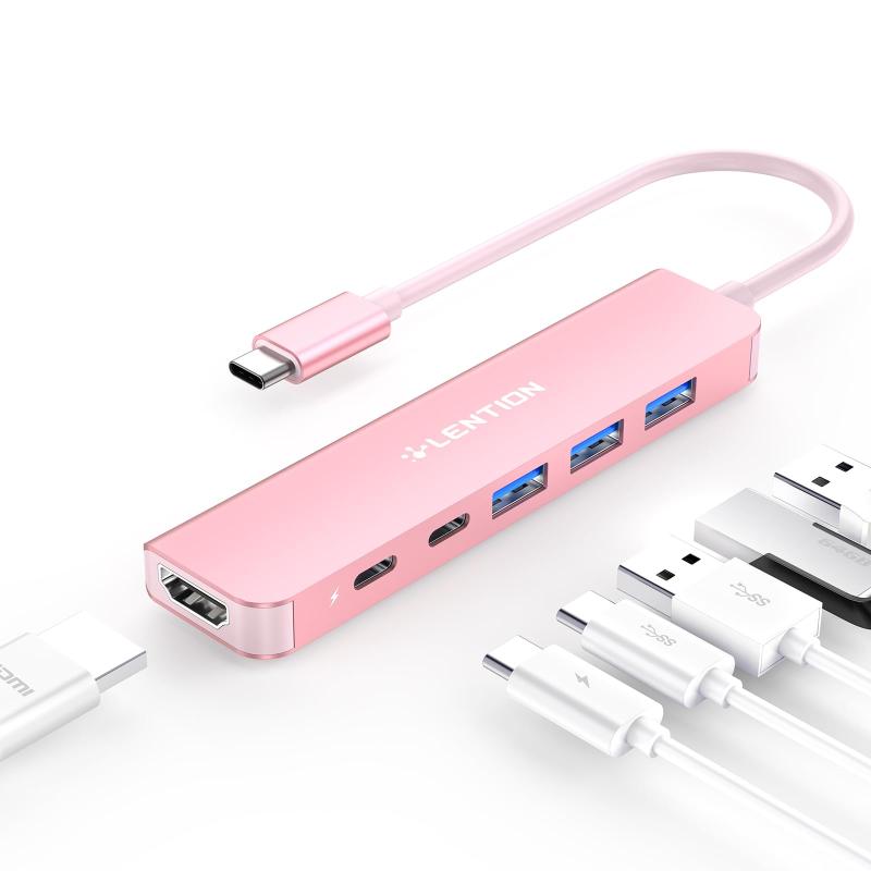 Rakuten - LENTION 6in1 USB-C ハブ 4K HDMI 高速化升級 100W PD給電 USB3.0 5Gbps 変換アダプタ 小型軽量 MacBook Pro/Air (M1/M2/M3/M4/M5) iPad Pro Surface Pro 対応