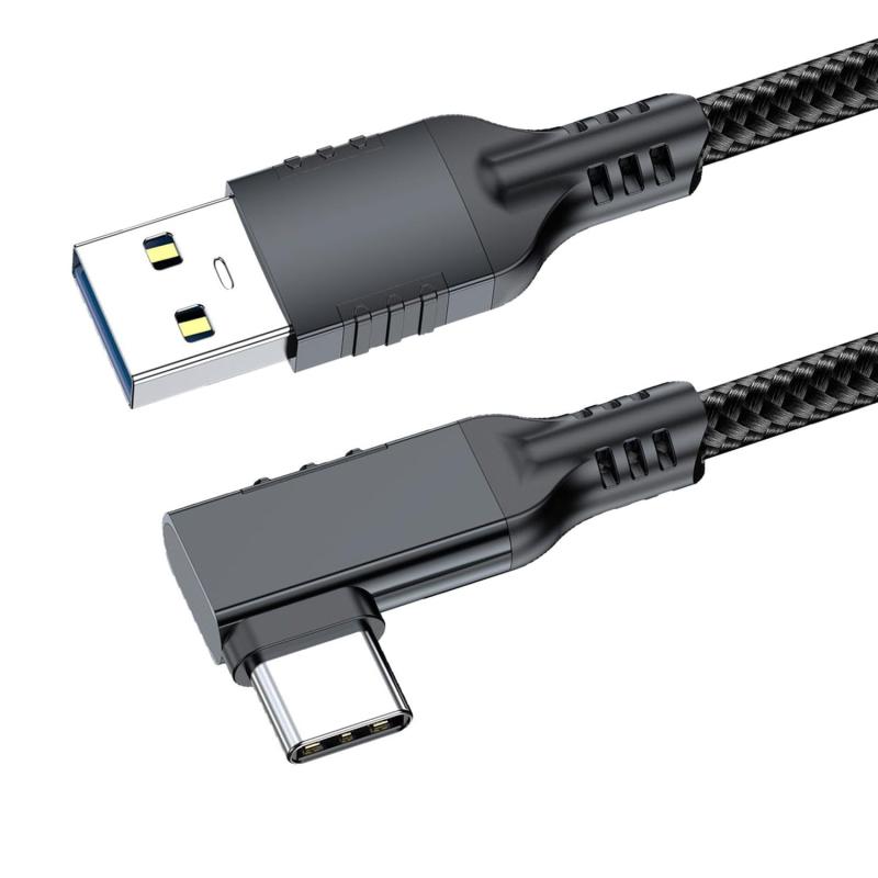 USB C ケーブル L字型 1M USB-A to USB-C ケーブル 10Gbps高速データ転送 3A急速充電 USB 3.2 Gen2対応 QC3.0対応 ナイロン編み ノート..