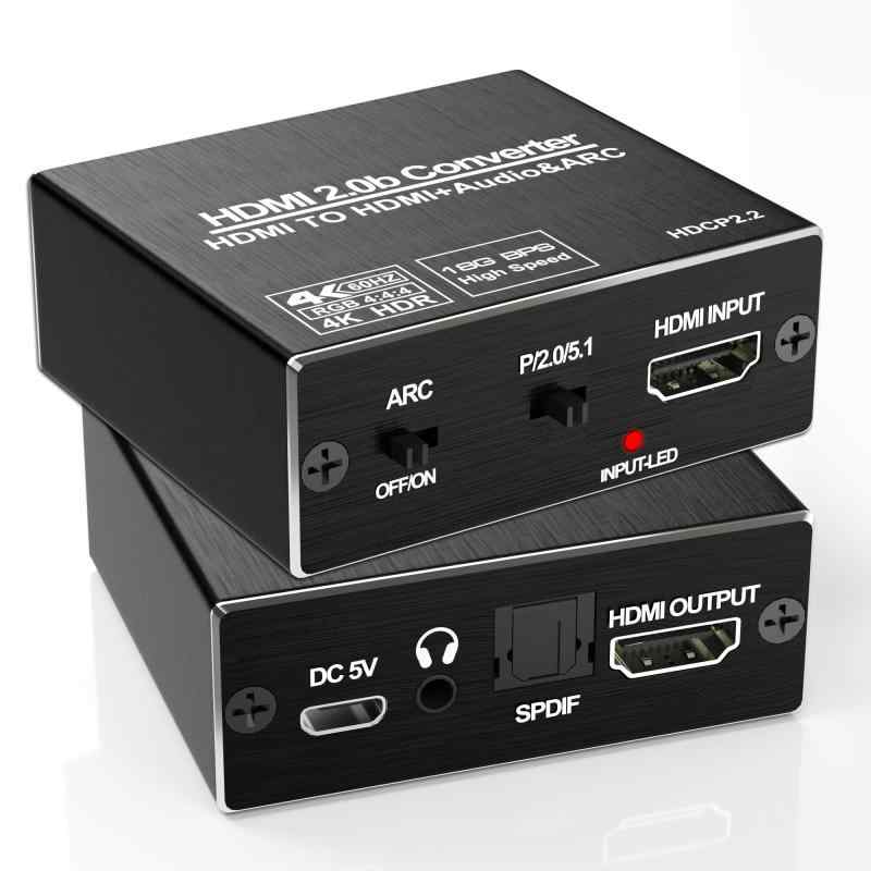 HDMI 音声分離器 4K@60Hz対応HDMI 音声分離器 ARC対応 HDMI2.0・HDR・HDCP2.2対応+光デジタル+3.5mm EDID機能付き コンバーター HDMI オーディオ 映像分離機 音声出力端子 SPDIF PS5/PS4/PS