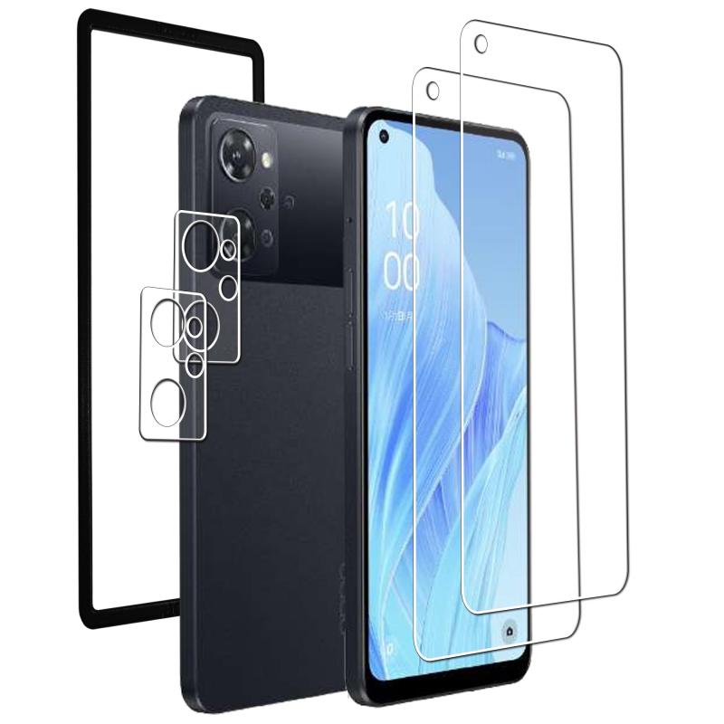 kawaylJPFOR OPPO Reno9 A/OPPO Reno7 A 用のガラスフイルム ガイド枠付き 指紋防止 日本旭硝子製 硬度9H 耐衝撃 高透過率 気泡 飛散防止