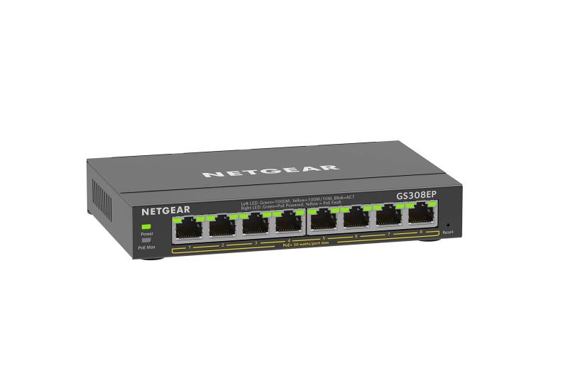 ~15 inches - ネットギア アンマネージプラス スイッチングハブ ギガ8ポート PoE+対応(全体62W) 卓上型コンパクト GS308EP VLAN QoS 静音ファンレス 省電力 5年