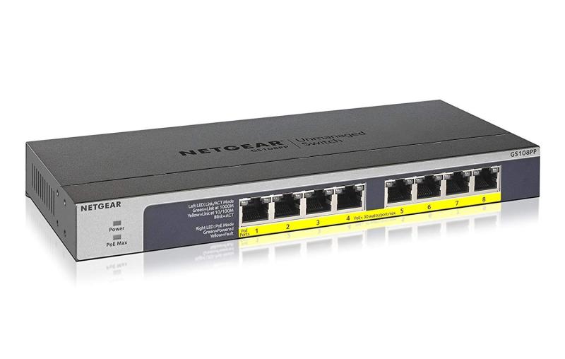 ~15 inches - 【正規品】 ネットギア NETGEAR スイッチングハブ 8ポート 1G PoE+ (123W) 金属筐体 静音ファンレス リミテッドライフタイムハードウェア アンマネージスイッチ GS108PP-100AJS