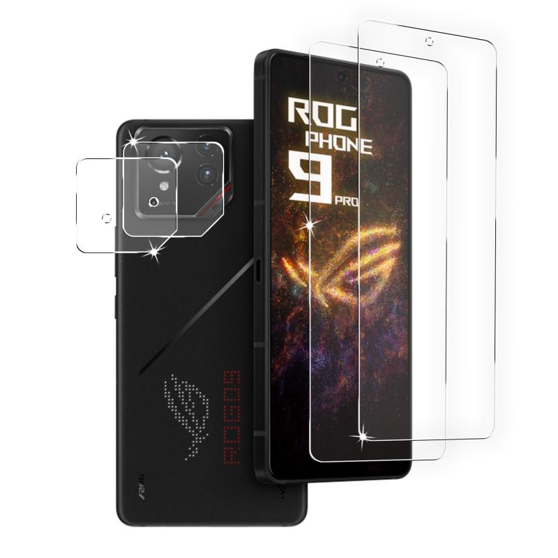 kawaylJPFOR ROG Phone 9 Pro Edition 用のフィルム + カメラフィルム ROG Phone 9 Pro Edition 強化ガラス 硬度9H 耐衝撃 高透過率 気泡 飛散防止 撥水撥油