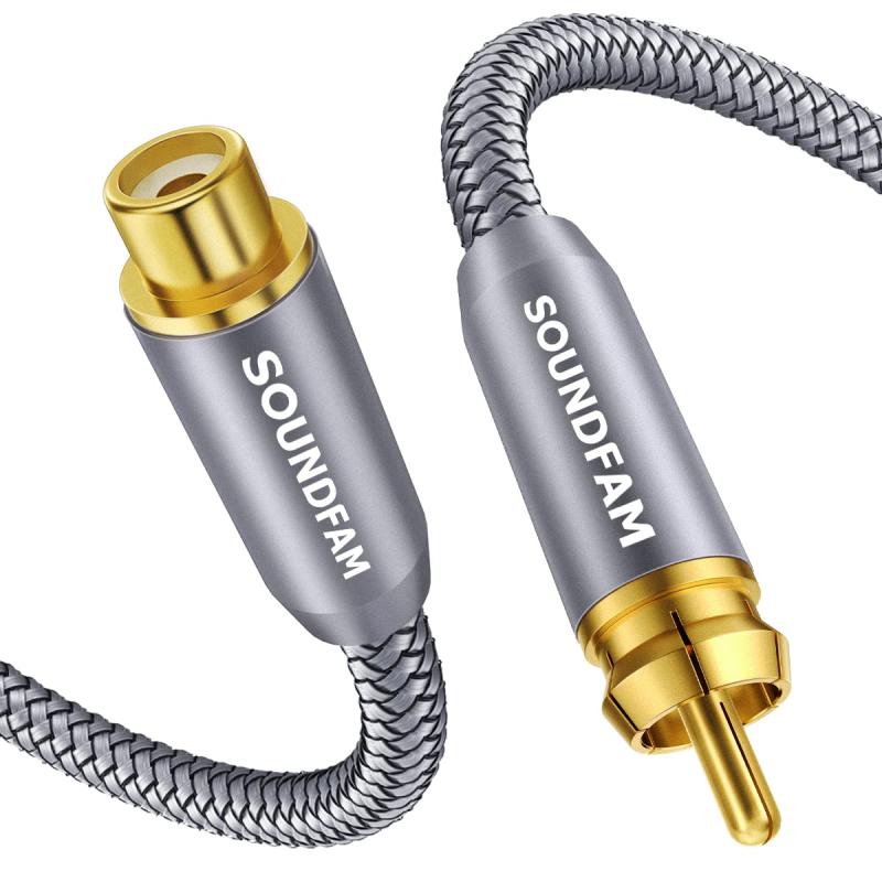 RCA サブウーファーケーブル SOUNDFAM サウンドファム デジタル同軸オーディオケーブル 金メッキ RCA オス-オス SPDIFケーブル サブウーファー ホームシアター アンプ テレビ用-グレー (オス-メス