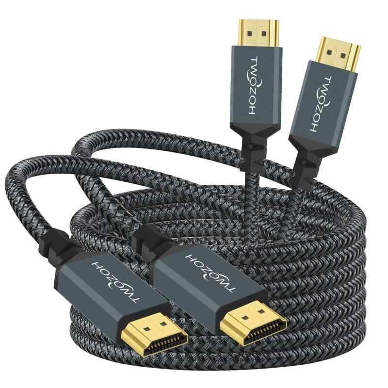 Twozoh 4K HDMIケーブル 2M 2本入りク ナイロン編組HDMI-HDMIコード 18Gbps 3D/4K@60Hz/ 2160P/1080P対応