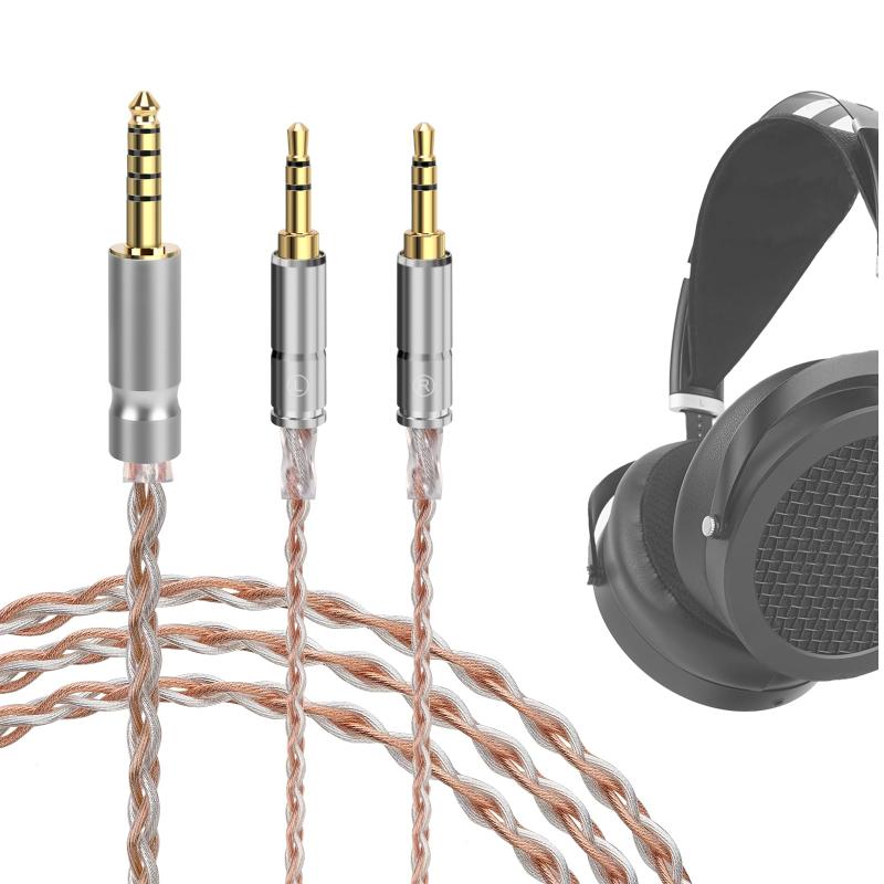 Geekria 4.4mm バランスケーブル、HIFIMAN SUSVARA UNVEILED、SUNDARA HE4XX 400i HE1000V2、DENONs AH-D600 AH-D7200、FiiO FT7、FT1 6N OCC 編組銀メッキオ