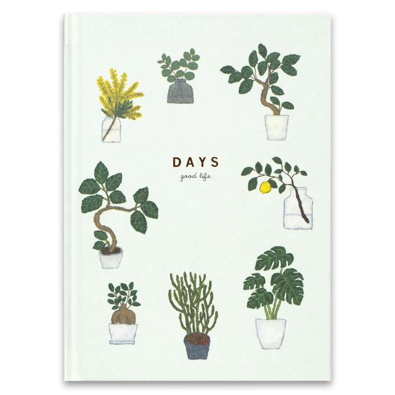 グリーティングライフ イラストが毎ページ変わる 日記帳 観葉植物 グリーン YZD-403 グレー
