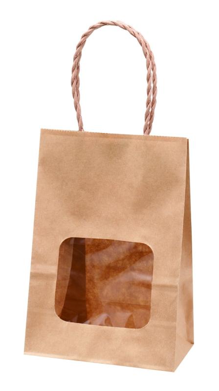 パックタケヤマ 紙袋 窓付き 手提げ袋 茶無地 クラフト 25枚 XZT65105