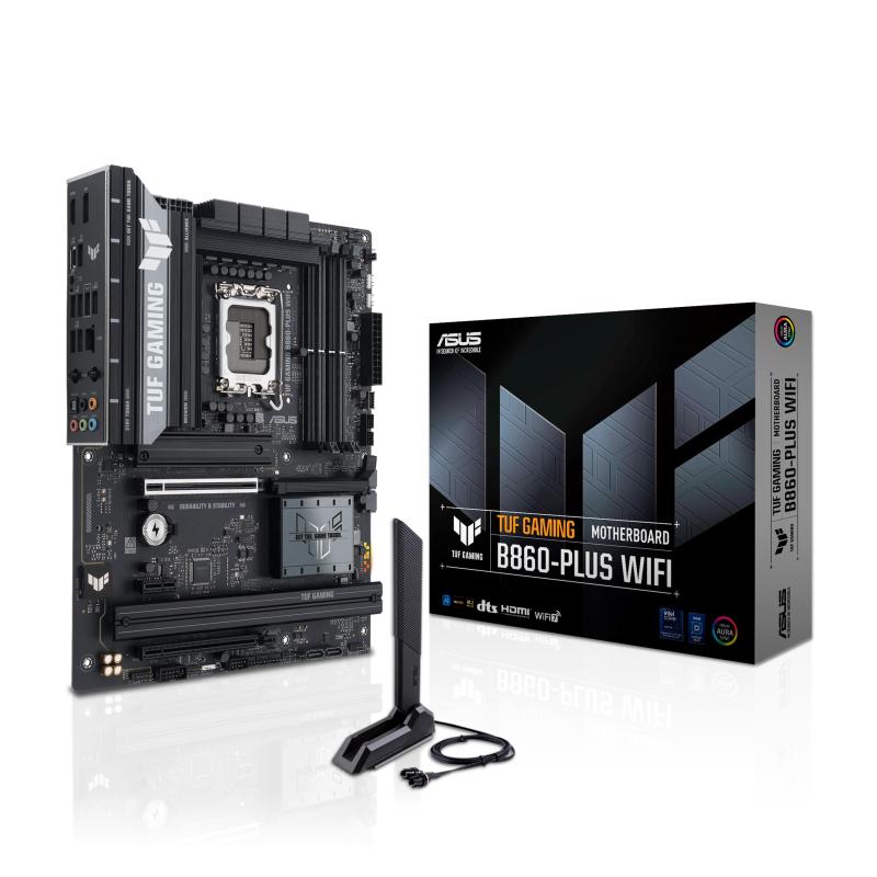 ASUS TUF Gaming B860-PLUS WiFi B860 LGA 1851 ATX マザーボード、インテル Core ウルトラシリーズ2対応、高度なAI PC対応、12+1+2+1ステージ、DDR5、PCIe 5.0、3X M.2、Wi-Fi 7、2.5Gb LAN、USB 20Gbps Type-C。高度なAIPCに対応:AIコンピューティングの未来のために設計されており、要求の厳しいAIアプリケーションに必要なパワーと接続性を備えています。インテル LGA 1851 ソケット: インテル Core Ultra プロセッサ対応 (シリーズ2)強化された電源ソリューション:12+2+1 80A DrMOSパワーステージ、8+8ピンProCool電源コネクタ、合金チョーク、安定した電力供給のための耐久性のあるコンデンサ。最適化された熱設計:大型VRMヒートシンク、M.2およびPCHヒートシンク、ハイブリッドファンヘッダー、ファンXpert 4最新のM.2サポート:オンボードPCIe 5.0 M.2スロット1つとPCIe 4.0 M.2スロット2つ、すべてM.2ヒートシンク付き