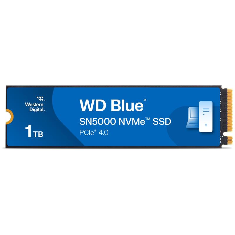 WDS100T4B0E WD Blue SN5000 NVMe SSD（1TB M.2(2280) PCIe Gen4 x4 NVMe 600TBW 3D TLC 5年）