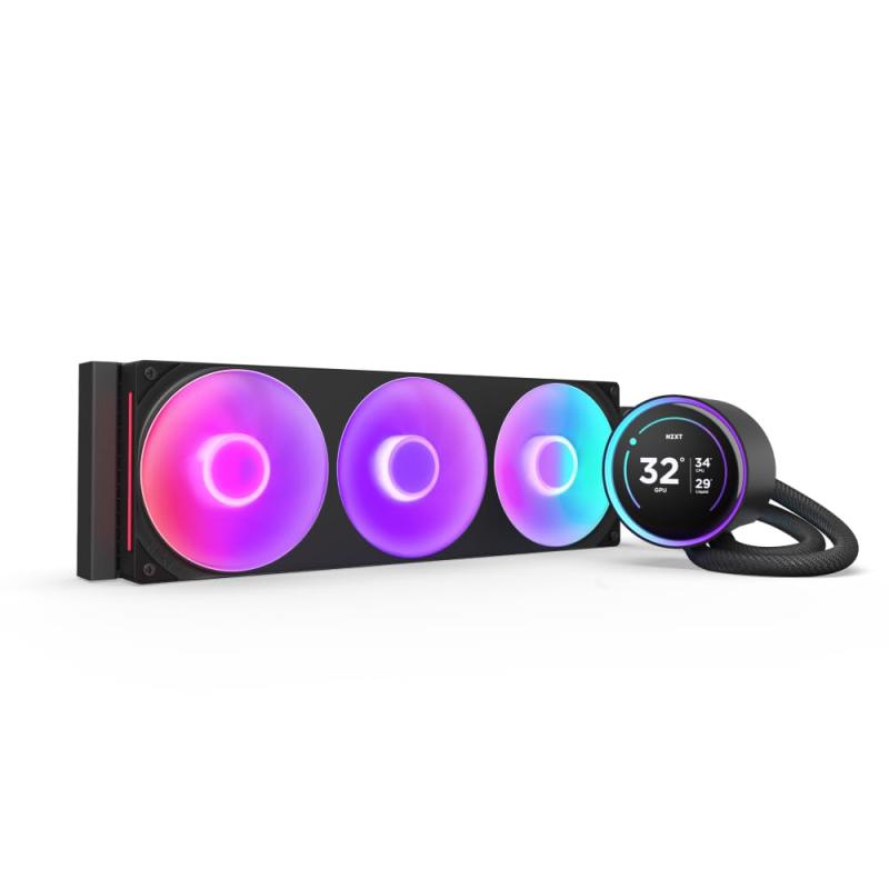 NZXT Kraken Elite 360 RGB v2 Black 簡易水冷CPUクーラー RL-KR36E-B2 FN2386強力な冷却性能NZXT Turbine Pumpを搭載し、高圧と高流量のポンプ技術により卓越した冷却性能を実現します。長時間の安定動作が可能です。カスタマイズ可能なRGBライトRGB LEDリングと2.72インチのIPSディスプレイにより、照明とビジュアルのカスタマイズが自由自在。システム情報やカスタムGIFも表示できます。高静圧ファンで静音動作高静圧FDBファンを採用。静音性を保ちながら優れた冷却力を発揮します。優れた耐久性ナイロン編み加工のスリーブ付きゴムチューブは、耐久性が高く、長期間にわたる使用でも優れた柔軟性を保ちます。簡単なセットアップと広い互換性RGB Coreファンは接続が簡単で、最新のIntelおよびAMD CPUソケットに対応。初心者でもスムーズに取り付けが可能です。