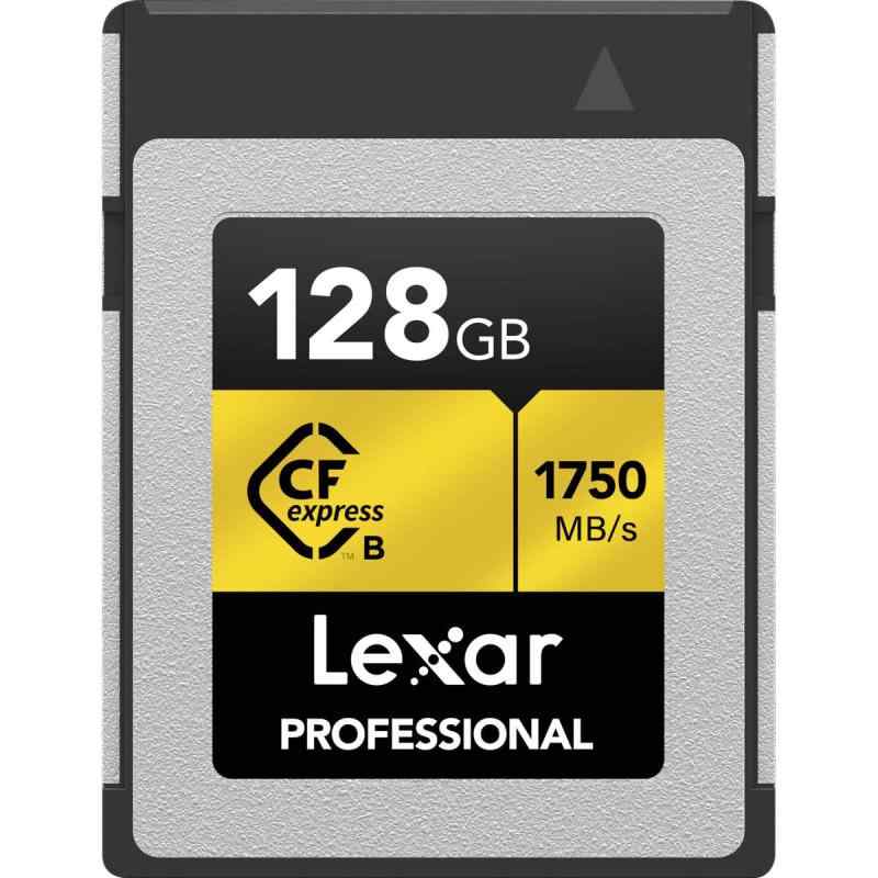 Lexar 128GB プロフェッショナル CFexpress Type B メモリーカード GOLDシリーズ 最大1,750MB/秒の読み取り raw 8Kビデオ録画 PCIe 3.0 および NVMe (LCXEXPR128G-RNENG) 対応