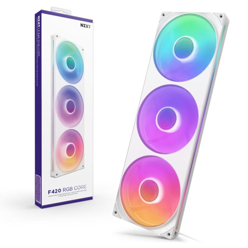NZXT F420 RGB Core Fan White 3ファン搭載 420mm シングルフレーム RGBファン RF-U42HF-W1 FN2516