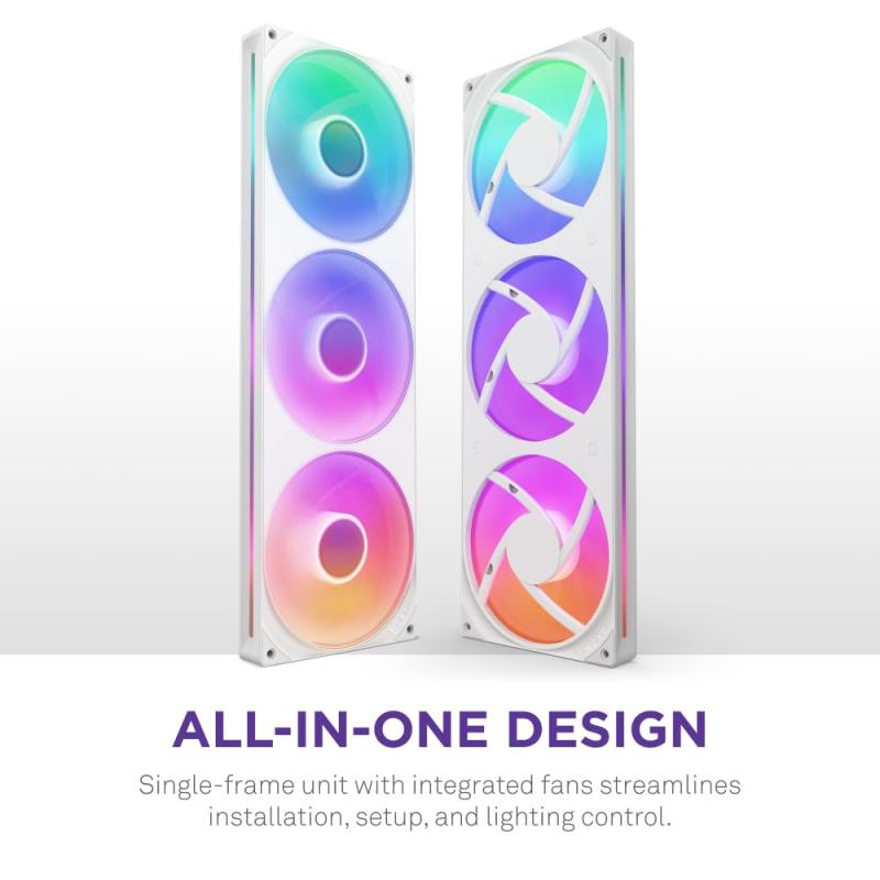 RoothouseStoreのNZXT F420 RGB Core Fan White 3ファン搭載 420mm シングルフレーム RGBファン RF-U42HF-W1 FN2516｜アングル2