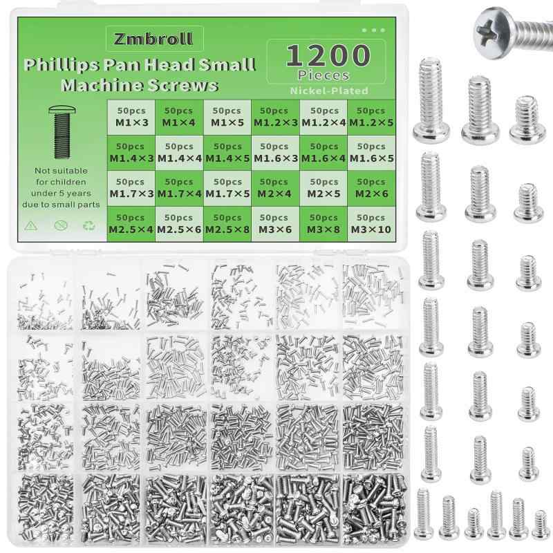 Rakuten - Zmbroll 1200点平頭小機械ネジ、小ネジ、小ボルト平頭ネジ、眼鏡、時計、時計、携帯電話の小ネジセット