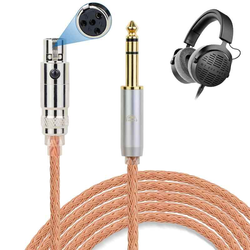 okcsc ZT16 ヘッドホンケーブル K371BT XLR-4Pinコネクタ 交換ケーブル イヤホン・ヘッドホン用 16芯 純銅 K371BT・DT1770Xに適合 長さ1.5m 6.35mm【高純度銅線を採用】1芯あたりに高純度銅線を32本使用することで、音声信号の伝達における抵抗を排除し、クリアな音質を実現しました。【手作業による編み込み処理を採用】16芯構成にすることで明瞭かつスピード感のある抜けの良さを保ちながら、音に厚みや奥行き、そして臨場感を与え、繊細で芯のある力強さと鮮明で深みのある高解像度サウンドを実現します。【優れた耐久性】外被には柔軟性・耐久性に優れたPUを採用、取り回ししやすくタッチノイズも起こしにくいです。【様々な機器に対応】ヘッドホンリケーブルのプラグは5種類（3.5mm、2.5mm、4.4mm、6.35mm、4Pin XLR）があり。使用機器に合わせお選びいただけます。