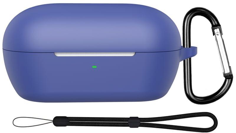 For ソニー(SONY) WF-C710N ケース 保護カバーソニー WF-C710N カバー 全面保護カバー シリコンケース 軽量 カラビナ付き 紛失防止 装着充電可能 着脱簡単 (ブルー)