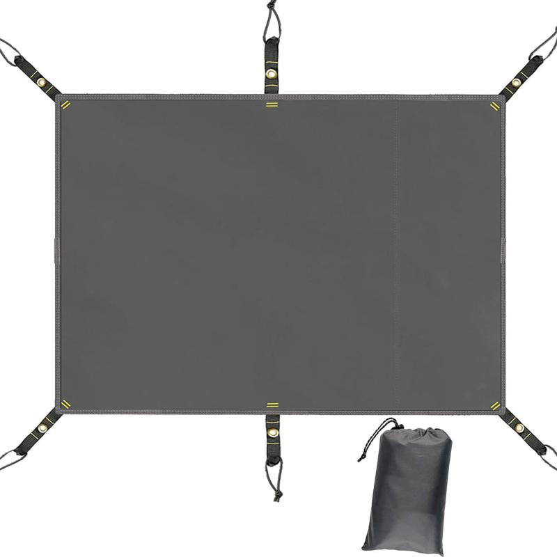 Farfly テントシート グランドシート 防水 軽量 厚手 持ち運び便利 収納袋つき300x250cm【厚手の210D生地】テントシートは210Dポリエステルオックス素材を採用し、強度不足の心配必要がない、薄い素材のシートより耐久性があります。優れた耐摩耗性があり、長年の使用でも摩耗しにくく、耐久性も優れます。防水性と耐久性を兼ね備えたテントシートです。【両面防水加工】テントシートに防水効果にすぐれたPUコーティングを施して、耐水圧3000mmになります。地面からの湿気や浸水をシャットアウトし、地面の水が滲み出すや濡れる心配がありません。【便利な固定穴】テントシートに固定穴ついてます。ハトメも補強します。ペグで固定可能です。ハトメにショックコードも搭載し、取り付けは簡単です。ポールとガイロープあれば簡易タープとしても使うことが出来ます。【コンパクト＆収納袋付き】軽量でコンパクトに折り畳める為、ツーリングや登山にも最適です。収納袋付きで持ち運び便利です。用途に合わせて使い方もいろいろです。日除けの簡易タープとして利用出来ます。【仕様】材質：210Dポリエステルオックス；耐水圧：3000mm；グランドシート以外にもレジャー用のシートとしても、緊急タープ（天幕）、設営や撤収時の荷物置き場、様々なシーンで大活躍なアイテムです。