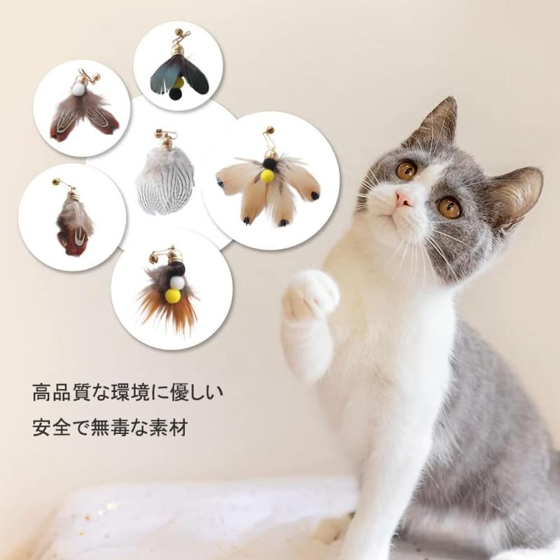 RoothouseStoreのBTtime 猫 おもちゃ 6点セット 羽のおもちゃ 昆虫 蝶々 大飛ぶ虫 猫じゃらし 交換用おもちゃ 猫遊び用品｜アングル3