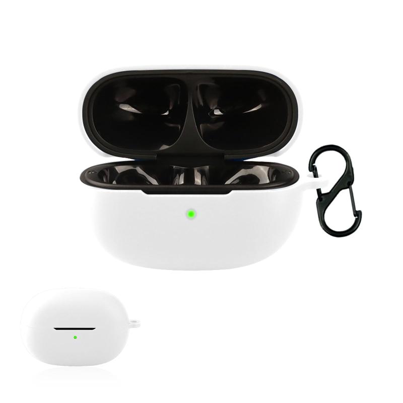 For EarFun Clip 2 ケース シリコン 専用 収納カバー 全面保護 充電便利 カラビナ 紛失防止 滑り止め AUDASO 軽量 キズ防止 スリム 薄型 旅行 耐衝撃 防塵 EarFun Clip 2 用保護ケース-ホワイト