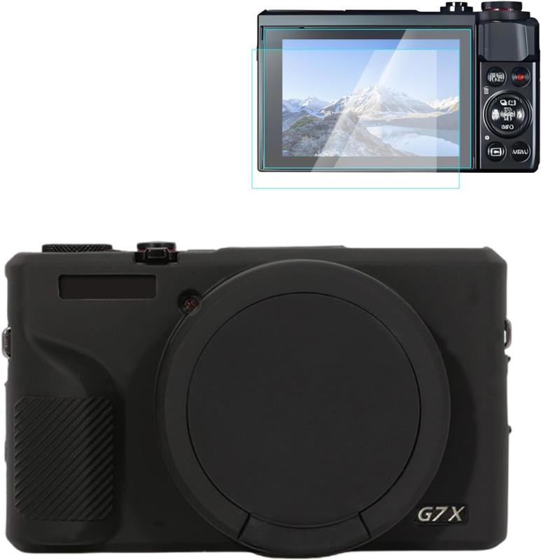 Rakuten - Rieibi キャノン G7X Mark III 用シリコンケース、G7X Mark III アクセサリー スクリーンプロテクター 2 枚付き、取り外し可能なレンズカバー付きG7X Mark III カバー