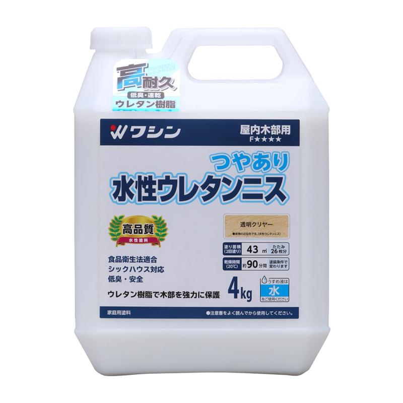 樂天商城 - 和信ペイント(Washi Paint) 水性ウレタンニス 屋内木部用 ウレタン樹脂配合 低臭・速乾 透明クリヤー 4kg