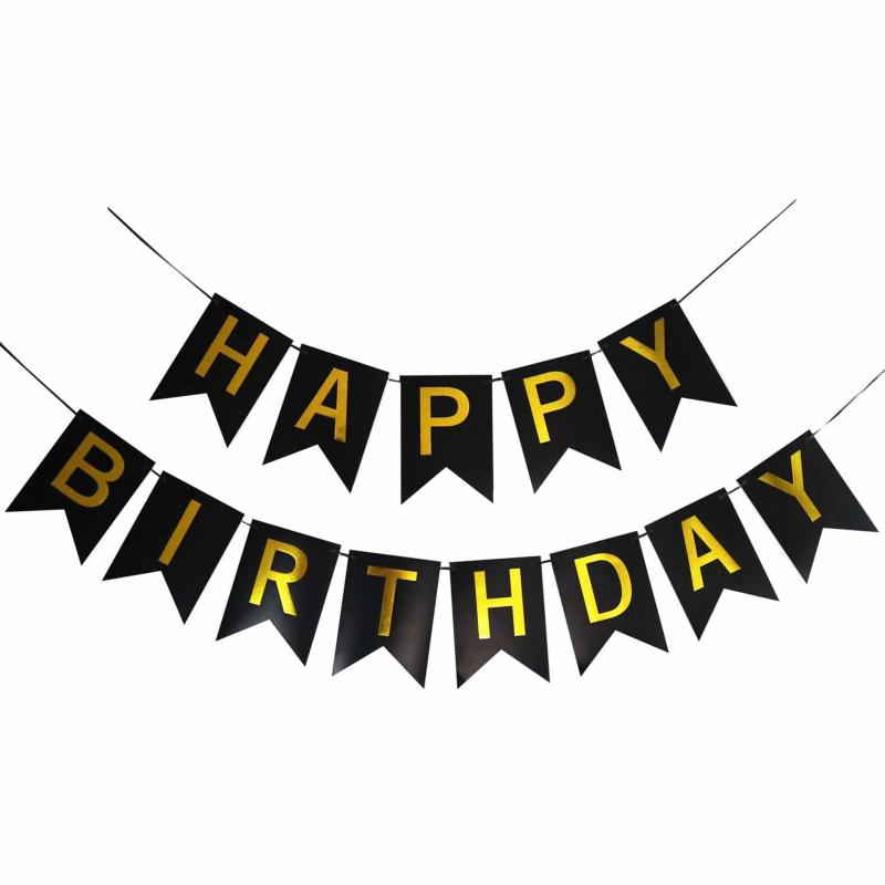 樂天商城 - ブラックゴールド Happy Birthday ペーパー レター ガーランド ブラックゴールド 誕生日 飾り付け ガーランド バースデー バナー 誕生日 飾り バースデー 飾り 写真背景 バースデー パーティー