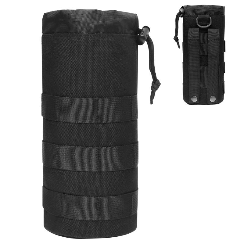 Azarxis 水筒ポーチ ボトル用 ナイロンボトルケース MOLLEシステム モール対応 タクティカル EDC ハンディ ペットボトルホルダー 登山、キャンプ、探検、バイク、サバゲ―、アウトドア (ブラッ✅【素材】高密度ナイロン生地、耐摩耗性、耐久性抜群✅【寸法】縦23cm、直径10cm、重量120g、通常750mlボトルまで対応✅【仕様】巾着開閉式、入口部分にストッパー付き、モールストラップあり✅【特徴】水筒をしっかり固定できる。MOLLEバッグパック・ベルト・ベストに装着可能✅【適用】登山、キャンプ、探検、サイクリング、サバゲ―、ハイキングなど様々なアウトドアに活用
