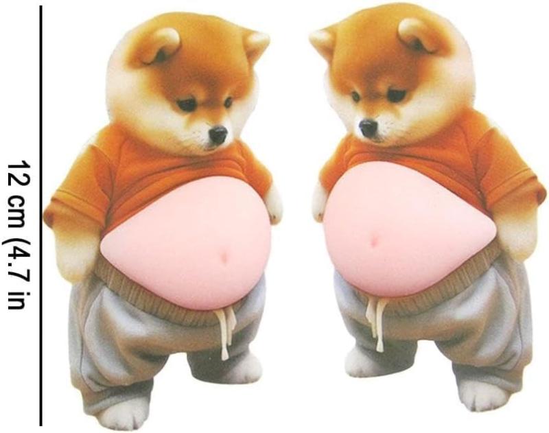 犬 お腹 シール 3D ぷにぷに【2026新型】柔らかい もっちり スクイーズ ステッカー かわいい デブ犬 癒し グッズ 手帳 デコ スマホ 車内 装飾用 (傘 + サッカー) root-house-10213220 RoothouseStore サンプル画像2