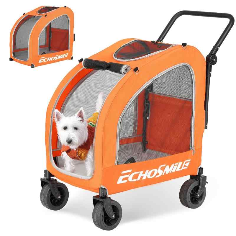 EchoSmile ペットカート 小型犬 中型犬 バギー オレンジ