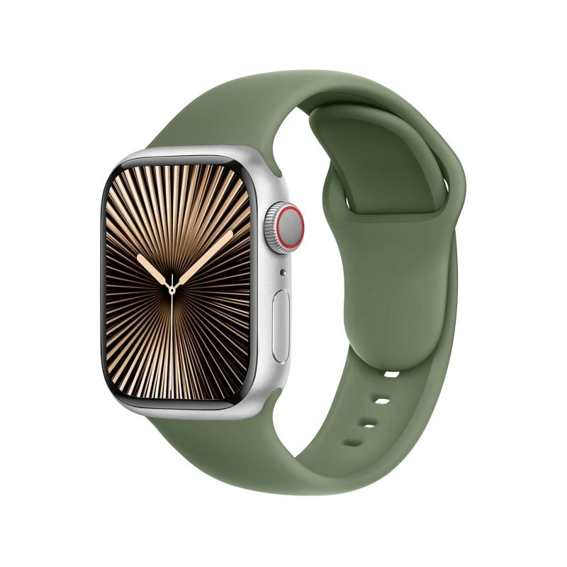 C1B for Apple Watchバンド Ultra/SE/Series11 10 9 8 7 6 対応 40mm/44mm/45mm/49mm スポーツ&amp;シリコン ステンレス 男女兼用 快適フィット 簡単取り付け,オリーブグリーン