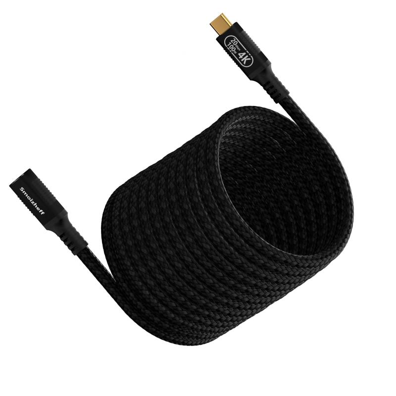 USB-C 延長ケーブル 6m｜100W PD急速充電・20Gbps高速転送・4K@60Hz映像出力｜タイプC 延長 ケーブル 超長尺 プロ仕様 ナイロン編み ノートPC・外付けSSD・モニター用