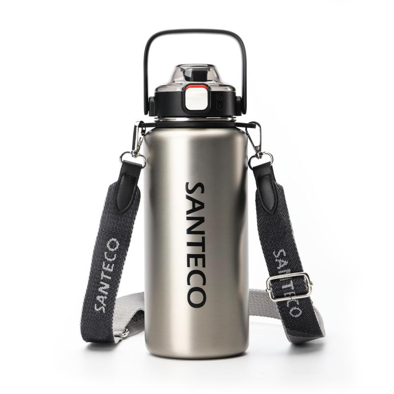 SANTECO 水筒 真空断熱スポーツボトル 1.2L 取りはずしでき肩に 保冷 保温 魔法瓶 ...