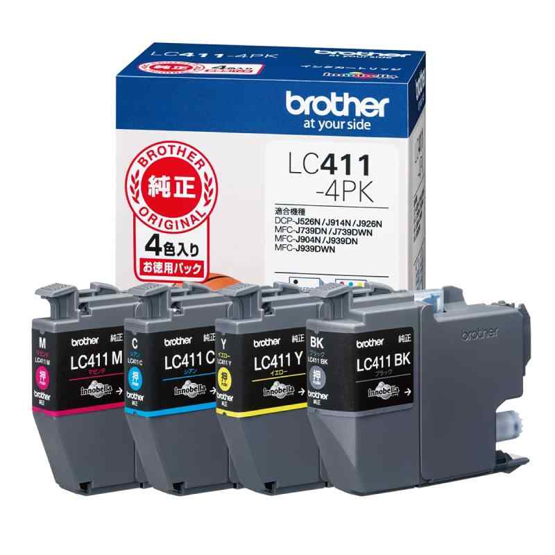 Refill Ink - 【ブラザー純正】 ブラザー工業(Brother Industries) インクカートリッジ4色パック(エコパッケージ) LC411-4PK-E 対応型番:DCP-J926N、MFC-J904N、MFC-J739DN、MFC-J939DN 他