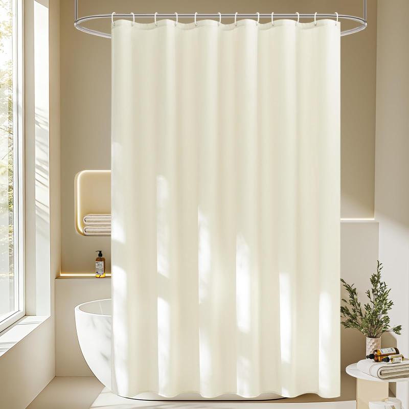 AooHome シャワーカーテン 150cm丈 防カビ 防水 ユニットバス お風呂カーテン 軽量 速乾 ホテル 高級 無地 バス用品 リング付き ベージュ 120x150cm root-house-10221385 RoothouseStore パッケージ画像