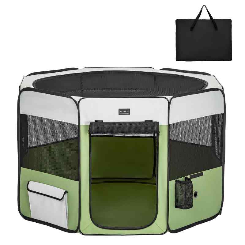 Rakuten - petsfit ペットサークル 折りたたみ 軽量 八角形 収納バッグ付き メッシュトップ 飛び出し防止設計 しっかり 室内 屋外 キャンプ 旅行 猫 犬 洗える 多用途