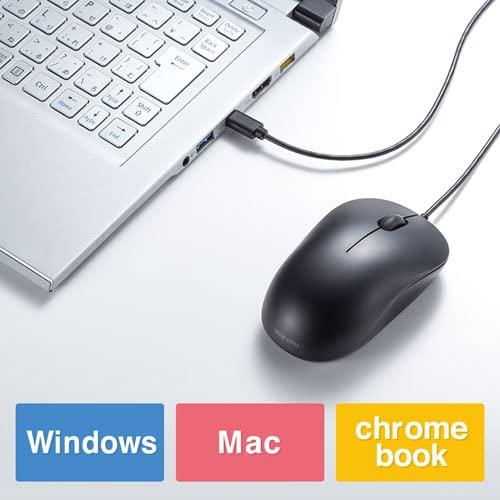 サンワサプライ(Sanwa Supply) 有線Type-CブルーLEDマウス(静音タイプ) MA-BLC194SBK