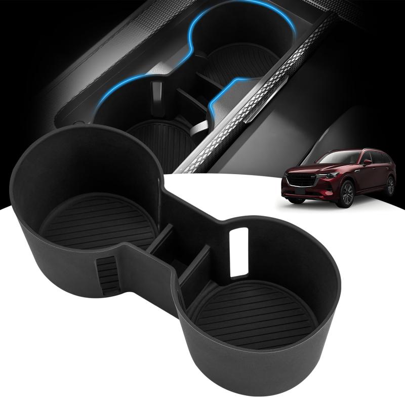 Rakuten - Mozan マツダ CX-80 CX-90 CX-70 CX-60に適合 ドリンクホルダー カップホルダー Mazda KL3P/KL3R3P/KL5S3P ドリンクホルダーカバー センターコンソール 衝撃吸収 専用設計 アンチスキッド 小物入れ 内装パ