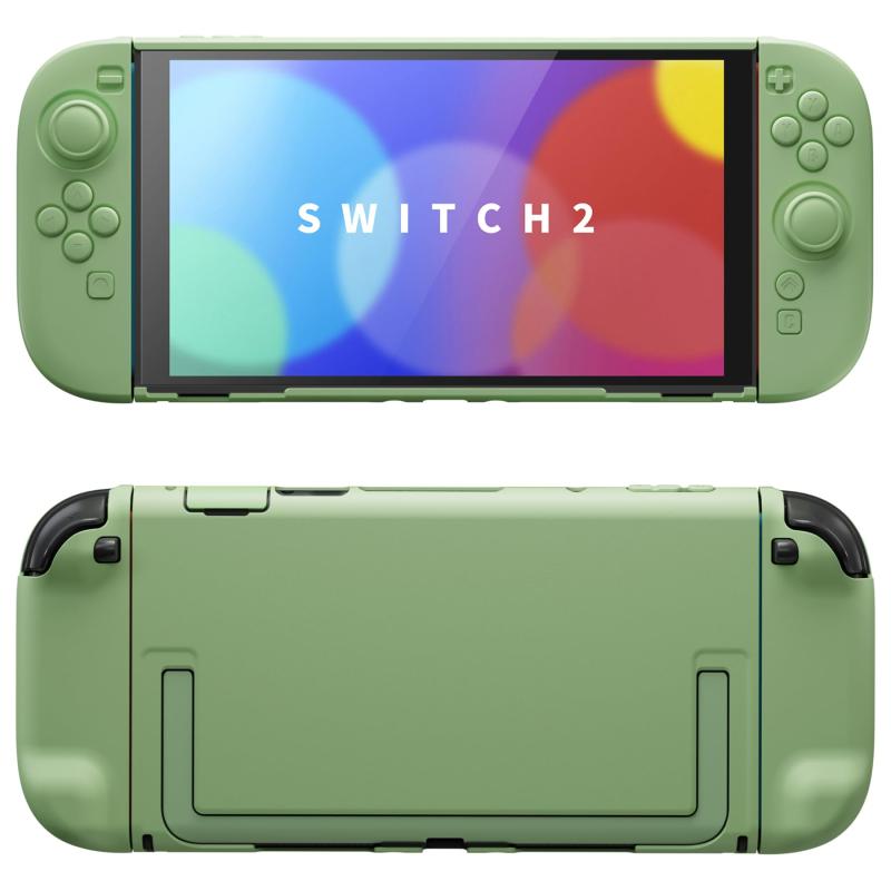 PlayVital Switch2対応保護ケース switch2背面キックスタンド使用可能ハードカバーケース 着装したままドック対応 キズ防止 耐衝撃 サムグリップ＆ボタンキャップ＆ステッカー付属