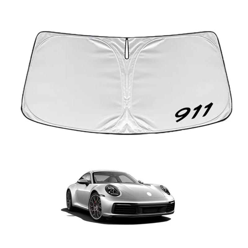 Rakuten - KOKATO ポルシェ 911 992 2019年7月～現行 車種専用設計 サンシェード 車 フロント さんしぇーど 暑さ対策 日除け 遮熱 遮光 uvカット 紫外線遮蔽 折り畳み式 収納ポーチ付き 取付簡単 保護パーツ