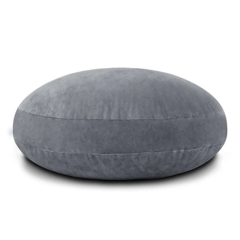 Genki life クッション 円形 フロアクッション 丸型 もちもち 座布団 大きい 直径55cm 大判 厚い やや硬め ソファー用 ふわふわ マイクロファイバー カバー洗える グレー