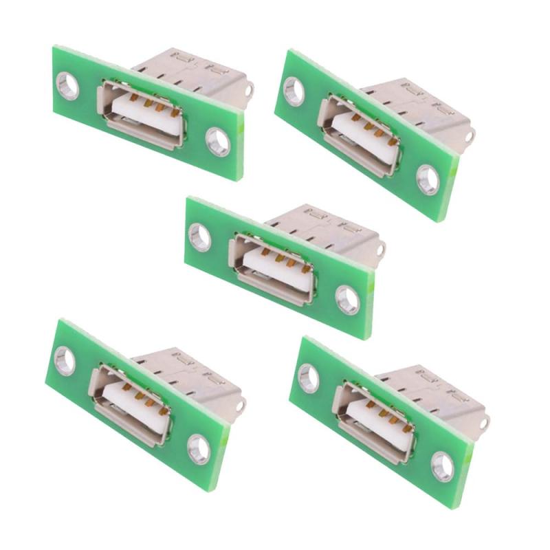 Rakuten - xiwai USB Type-A メス DIY OEM ソケットコネクター パネルマウント付き USB 2.0 480Mbps データはんだタイプ 交換用 5個