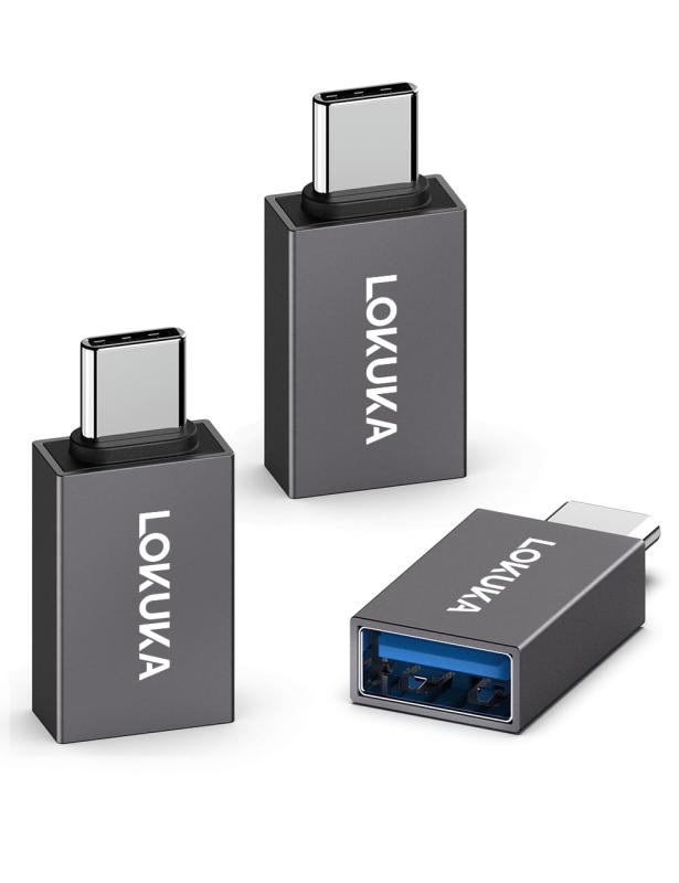 LOKUKA USB 3.0 Type-C変換アダプター【3個セット】USB-C & USB-A 変換アダプタ OTG機能対応 5Gbps転送速度 タイプCオスーUSB Aメス変換コネクター【グレー】