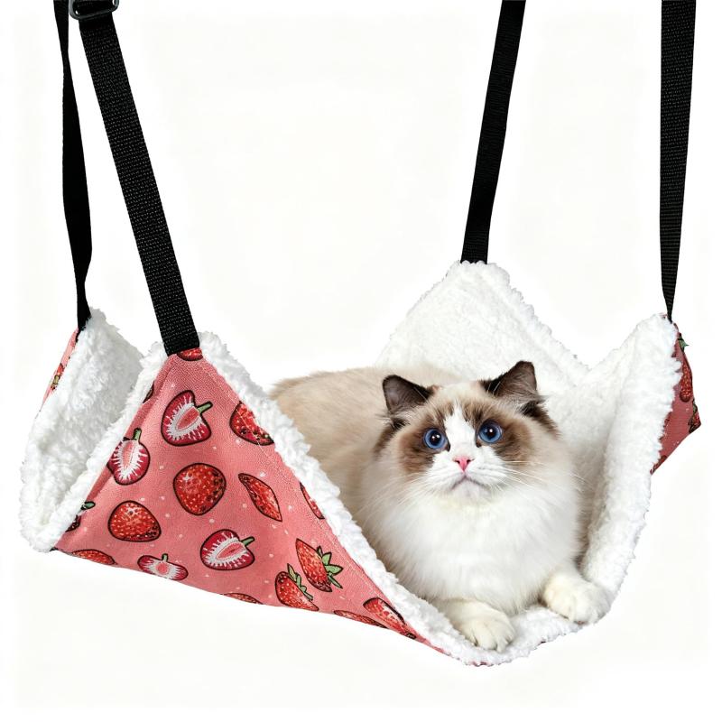 Rakuten - 猫 ハンモック キャットハンモック 吊り下げベッド ケージ用 秋冬款 加绒 56x48cm ヒモ調整可能 耐荷重 10KG 子猫成猫適用 ペットベッド ねこハンモック 金具丈夫 洗濯可能 暖かく快適 日向ぼ