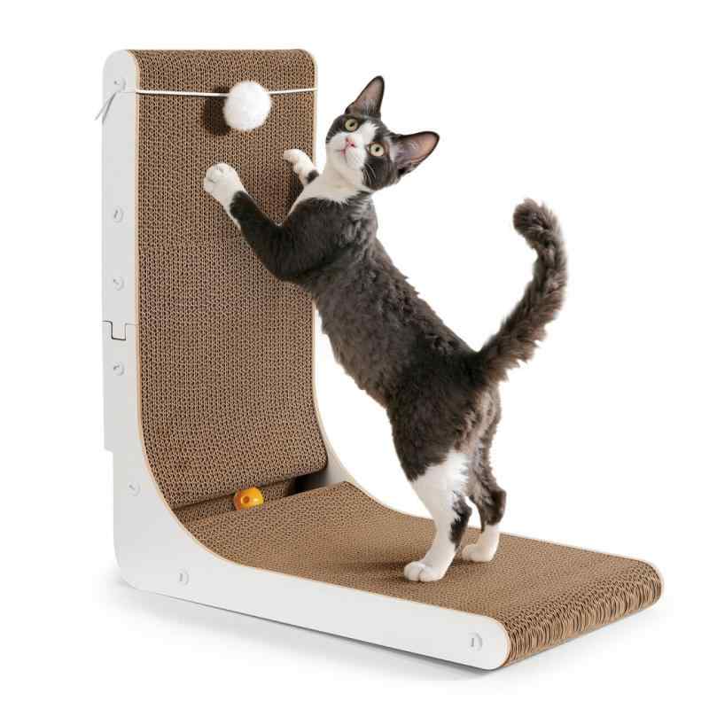 Gimars 猫用爪とぎ L字型 段ボール製 安定構造 猫 つめとぎ 爪研ぎ 多機能 遊び リラックス 寝転び対応 キャットボール ぬいぐるみ付き おしゃれ (ホワイト 47CM)多機能設計で快適空間を提供：L字型の広々とした設計により、猫爪とぎ、遊び、リラックス、寝転びを1台で実現できます。キャットボール＆ぬいぐるみ付きで、遊びながら自然に爪研ぎができます。段差設計により、背伸びやストレッチも快適に行えます。リビングに置くだけで、爪とぎベッドと休憩スペースを一体化できます。M・Lサイズ展開でサイズ選び自由：本製品は、Lサイズ（約68×45×30cm）とMサイズ（約47×42×25cm）の2サイズをご用意しております。大きめ猫や多頭飼いには68cm、小柄な猫や子猫には47cmが最適です。省スペースにも設置しやすく、猫つめとぎ 人気アイテムとして高評価をいただいております。どちらも快適な使い心地で猫のくつろぎ場になります。高品質で環境にやさしい段ボール素材を使用：耐久性に優れた高密度段ボールを採用しており、爪がしっかり引っかかる構造で満足度の高い研ぎ心地を実現します。安全なコーンベース接着剤を使用しているため、猫が触れても安心です。密度と硬さのバランスが良く、長くご使用いただける猫 爪とぎ 段ボールです。安定した構造で耐久性抜群、組立て簡単：厚みのあるMDFボードとベースで耐久性抜群です。2匹で遊んでも揺れにくく安全です。爪とぎベッドとしても使え、研ぎカスが出にくい構造でお掃除も簡単です。組立は簡単に扱えます。忙しい毎日でも、ストレスなくすぐに使える利便性の高い商品です。お部屋に馴染むおしゃれなデザイン：ナチュラル木目調でホワイト／ウッドカラーの2色展開です。包み込む形状が猫に安心感を与えつつ、おしゃれな猫家具として存在感を放ちます。どこに置いても違和感がなく、実用性とデザイン性を兼ね備えた猫つめとぎ 人気商品です。